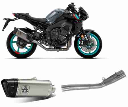 71007PTN + 71772MI Tubos De Escape Titanio Dark+Racor Inox Arrow Pista Racing  para Yamaha MT-10 2022 > 2023