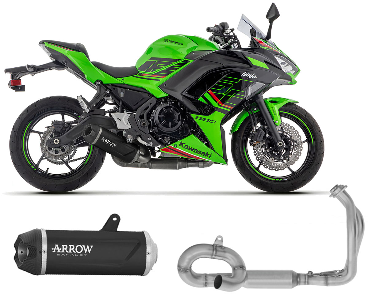 Arrow Dark Aluminium Full System Exhaust Indy Race Evo + Headers for ...