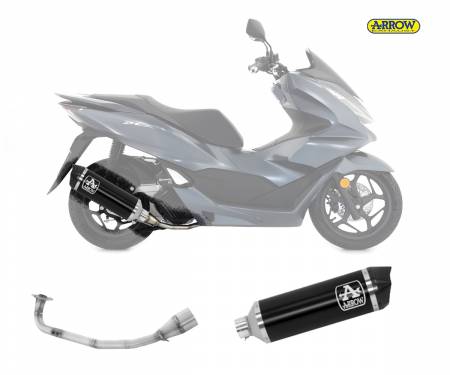 53540AKN + 53089MI Echappement Complet Arrow Urban Carbon End Cap Aluminium Noir Honda Pcx 125 2021 > 2023