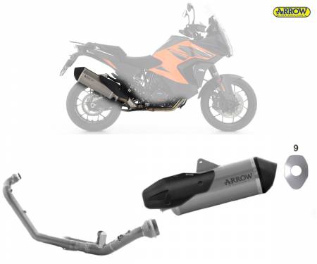 72501SK + 72180PD Escape Completo E5 Arrow Sonora para KTM 1290 Adventure S/R titanio/Inox 2021 > 2024