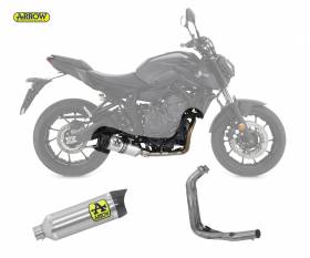 Komplett Auspuff Kat Arrow Thunder Carbon End Cap Aluminium Yamaha Mt-07 2021 > 2024