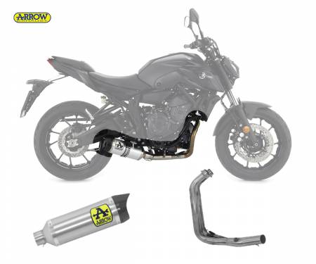 71930AK + 71758KZ Komplett Auspuff Kat Arrow Thunder Carbon End Cap Aluminium Yamaha Mt-07 2021 > 2024