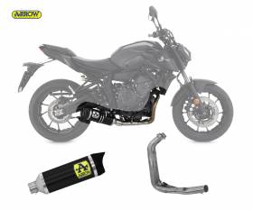 Full Exhaust Kat Arrow Thunder Carbon End Cap Black Aluminum Yamaha Mt-07 2021 > 2024