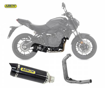 71930MK + 71758KZ Komplett Auspuff Kat Arrow Thunder Carbon End Cap Carbon Yamaha Mt-07 2021 > 2024