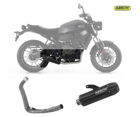 Komplett Auspuff Kat Arrow Rebel Carbon Endcap Schwarzes Aluminium Yamaha Xsr 700 2021 > 2024