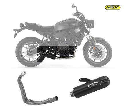 74509RB + 71761KZ Scarico Completo Kat Arrow Rebel Carbon Endcap Alluminio Nero Yamaha Xsr 700 2021 > 2024