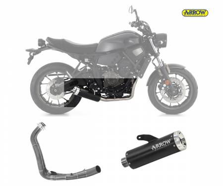 74509RBA + 71642MI Escape Completo Arrow Rebel Aluminium Endcap Aluminio Negro Yamaha Xsr 700 2021 > 2024