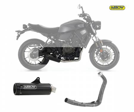 74509RBN + 71642MI Scarico Completo Arrow Rebel Dark Aluminium Endcap Alluminio Nero Yamaha Xsr 700 2021 > 2024