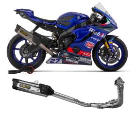 Arrow Racing Titanium/Inox Full System Exhaust Competition Indy Race EVO Carbon end cap for Yamaha YZF R6 2017 > 2024