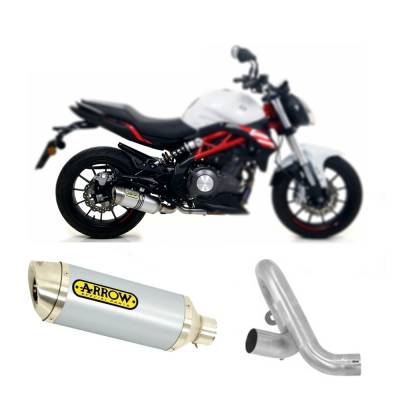 71721MI + 71827AO Arrow Racing Central Link Pipe+Aluminum Exhaust Stainless Steel End Cap BENELLI BN 302 S 2019 > 2020