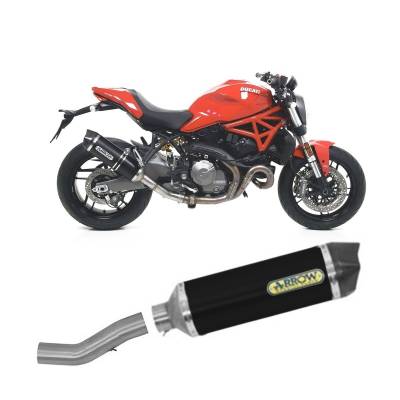 71687MI + 71877AKN Echapp Compl Arrow Racing Alum Noir Race-Tech Fond Carbo Ducati Monster 821 2019 > 2020