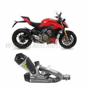 Arrow Link Pipe 1:1+Racing Titanium Works Exhausts Carbon End Cap DUCATI STREETFIGHTER V4 1100 2020 > 2022