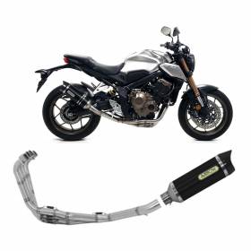 Exhaust System App Arrow Coll Kat Alum Black Thu TailPi Carbon Honda CB650R 2019 > 2024