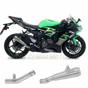 Arrow Link Pipe+Racing Pro-Race Exhaust Nichrom Stainless Steel End Cap KAWASAKI ZX-6R 636 2019 > 2020