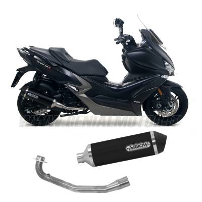 73018MI + 73517ANN Arrow Header+Exhaust Approved Aluminum Black for KYMCO XCITING 400i S 2019 > 2020
