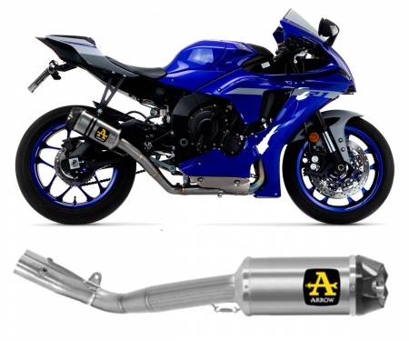 71179HKR Arrow Indy Race Racing Titanium Exhaust Muffler + Link Pipe Carbon End Cap for YAMAHA YZF R1 2017 > 2024