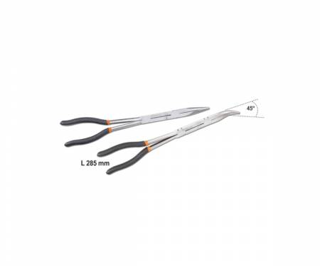 1009L/DP-S2 BETA series of 2 very long knurled half-round nose pliers with double joint