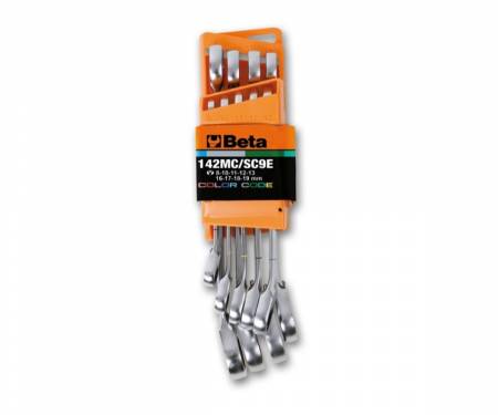 142MC/SC9I BETA series of 9 combination wrenches with reversible ratchet and compact holder