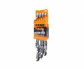 Set of 9 combination wrenches BETA with jointed ratchet with compact support
