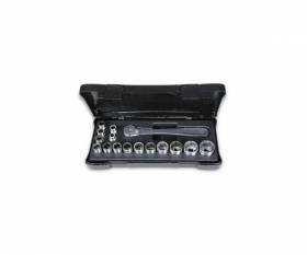 BETA set of 15 socket wrenches, 1 stainless steel ratchet, plastic case
