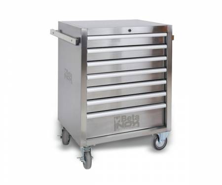 C04TSS-7 Mobile pedestal BETA 7 drawers in stainless steel with non-marking wheels