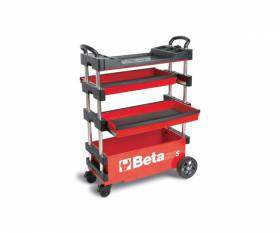Foldable red BETA tool trolley for external interventions
