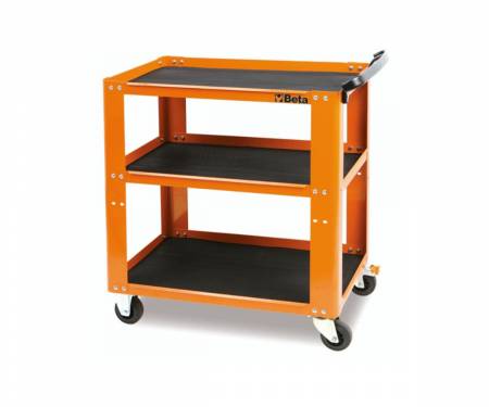 C51 O BETA 21 kg orange trolley with 3 non-slip ribbed rubber shelves
