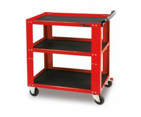 Red trolley BETA 21kg 3 with shelves covered in non-slip ribbed rubber