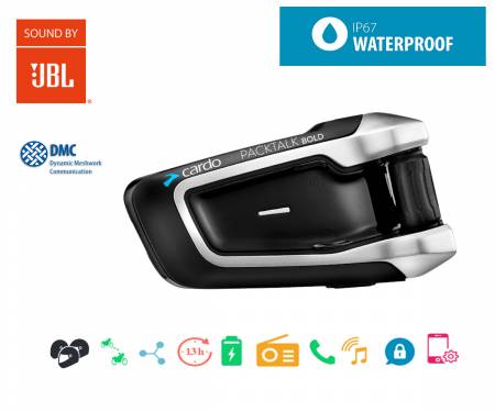 Packtalk Bold Doppio Cardo Packtal Bold the world's most powerful communicator with bluetooth and dmc for group riders