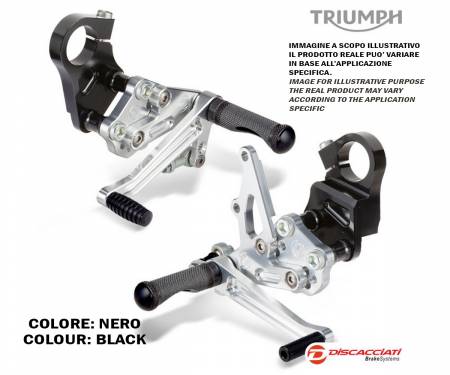PDR603N Triumph Thruxton Verstellbares Fussstuetzen-Kit DISCACCIATI Prd603 Schwarz Eloxiert