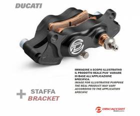 Rear Brake Caliper Kit DISCACCIATI 2 Pistons + Support and Spacer Ducati Paul Smart/Sport Classic Forged Black