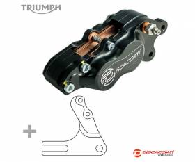 Hinten Bremssattel-Kit DISCACCIATI 4 Kolben + Halterung und Abstandhalter Triumph Bonneville und Scrambler Speichenräder Schwarz