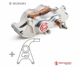 Hinten Bremssattel-Kit DISCACCIATI 4 Kolben Ø22 + Halterung Eloxiert SILVER Suzuki GSXR 1000 2017 >