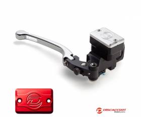 Radial Master Cylinder DISCACCIATI D.14 with Rectangular Tank SILVER Lever  Red Tank 