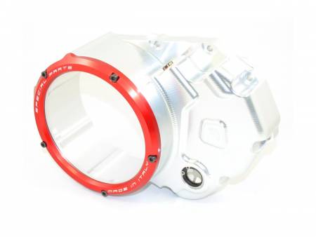 CCDV01EA Clear Clutch Cover Oil Bath Silver-red Ducabike DBK For Ducati Streetfighter 848 2011 > 2015