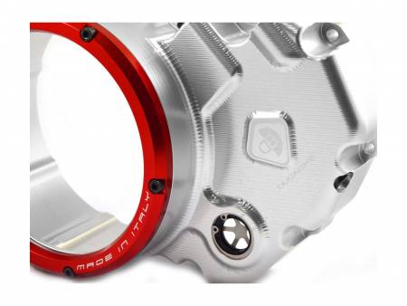 CCDV02EA Clear Clutch Cover Oil Bath Silver-red Ducabike DBK For Ducati Hypermotard 950 2019 > 2023