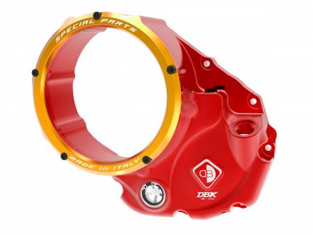 CCDV05AB Tapa De Embrague 3d-evo Transparente Baáo De Aceite Oro Rojo Ducabike DBK Para Ducati Hypermotard 821 2013 > 2015