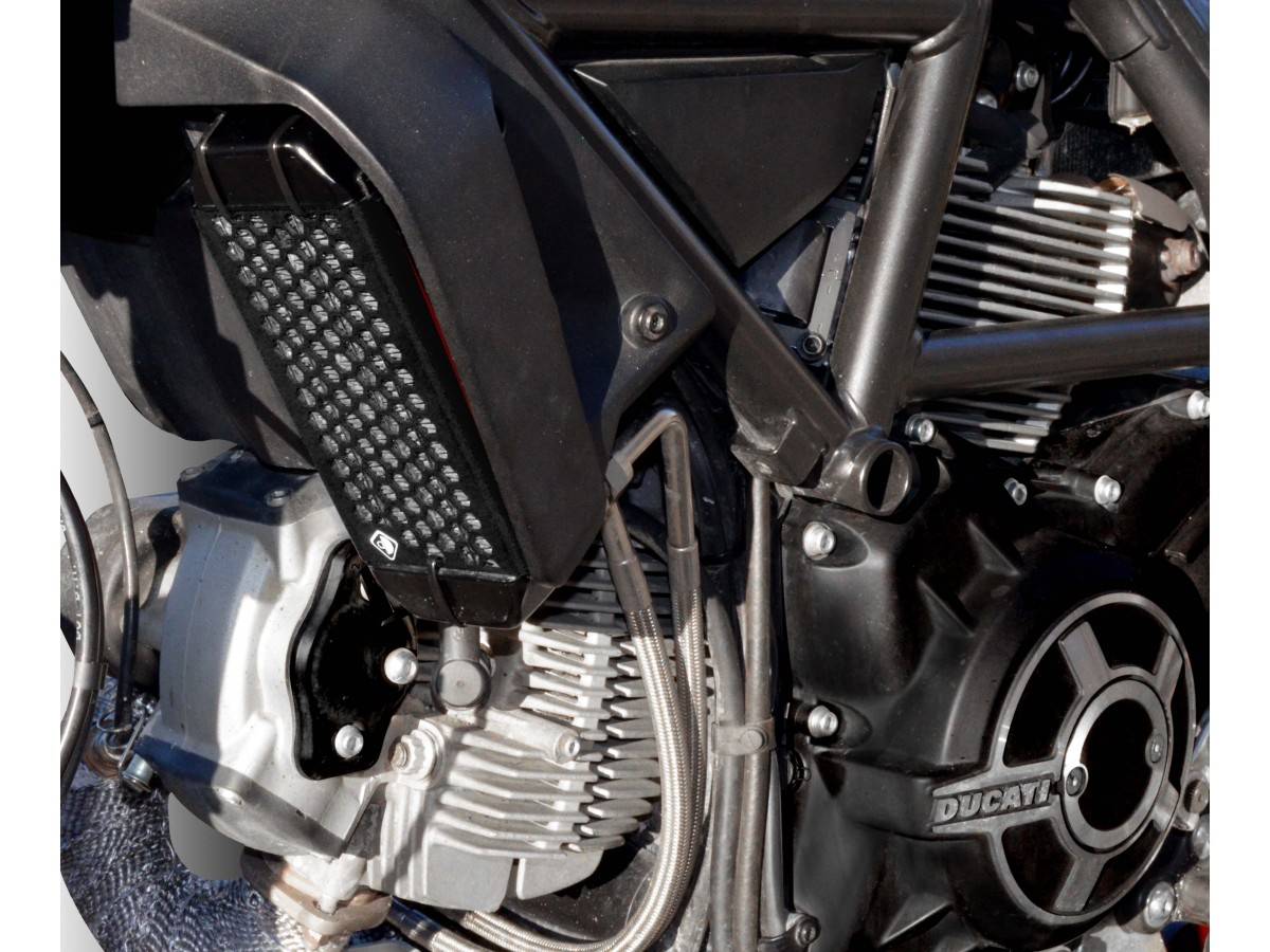 GR03D Defensa De Radiador De Aceite Negro Ducabike DBK Para Ducati Scrambler Classic 2015 > 2018