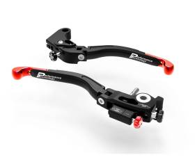 Brake + Clutch Levers Double Adjustment Black Red Dbk For Yamaha R1 2004 > 2014