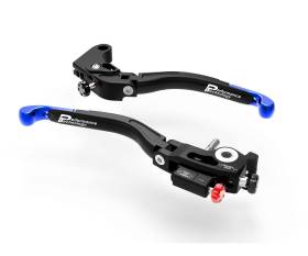 Brake + Clutch Levers Double Adjustment Black Blue Dbk For Yamaha R1 2004 > 2014