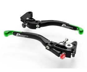 Brake + Clutch Levers Double Adjustment Black Green Dbk For Yamaha R1m 2015 > 2024