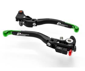 Brake + Clutch Levers Double Adjustment Black Green Dbk For Bmw S1000rr 2010 > 2018