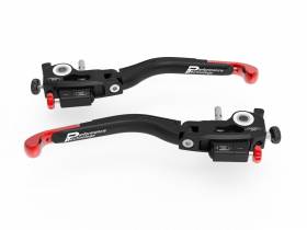 Brake + Clutch Levers Double Adjustment Black Red Ducabike DBK For Ducati Multistrada V4 2021 > 2024