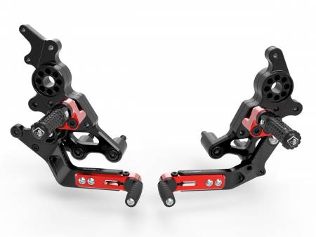 PRHM9501DA Adjustable Rearset Rider Black Red Ducabike DBK For Ducati Hypermotard 950 2019 > 2024
