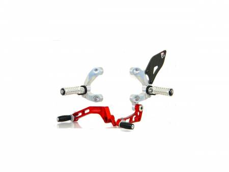 PRSF02EA Pilote Reculee Reglable Argent Rouge Ducabike DBK Pour Ducati Streetfighter 1098 2009 > 2014