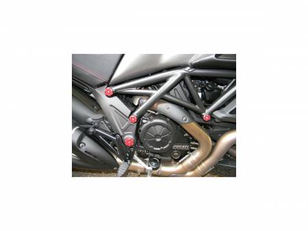 TTDV02A Kit Bouchons De Cadre Rouge Ducabike DBK Pour Ducati Diavel Diesel 2010 > 2018