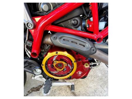 Clutch Cover Oil Bath Transparent RED-GOLD 3D-Evo Ducabike DBK CCDV05AB for Ducati HYPERMOTARD 950 2019 > 2024