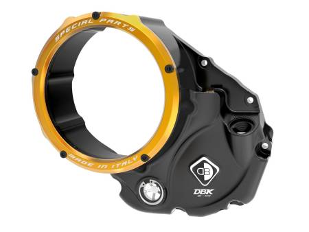 Transparenter Ölbad-Kupplungsdeckel SCHWARZ-GOLD 3D-Evo Ducabike DBK CCDV05DB für Ducati MONSTER 821 2014 > 2020