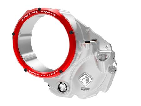 3D-Evo Oil Bath Clutch Cover Ducabike DBK CCDV06EA SILVER-RED for Ducati MULTISTRADA 1260 2018 > 2020