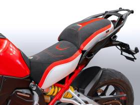 Comfort Seat Cover Ducabike DBK CSMTSV4C01DAW BLACK-RED-WHITE for Ducati MULTISTRADA V4 2021 > 2024
